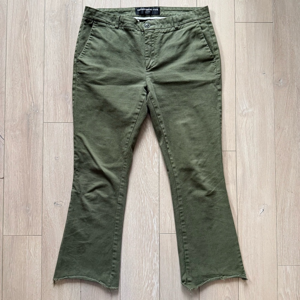 Department 5 Flare Cropped Pants in Olive Green Women’s Size 30